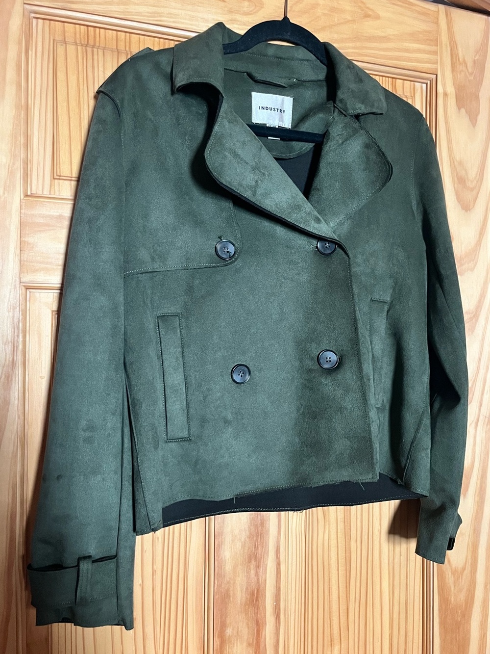 INDUSTRY Cropped Suede Trench, Size XS